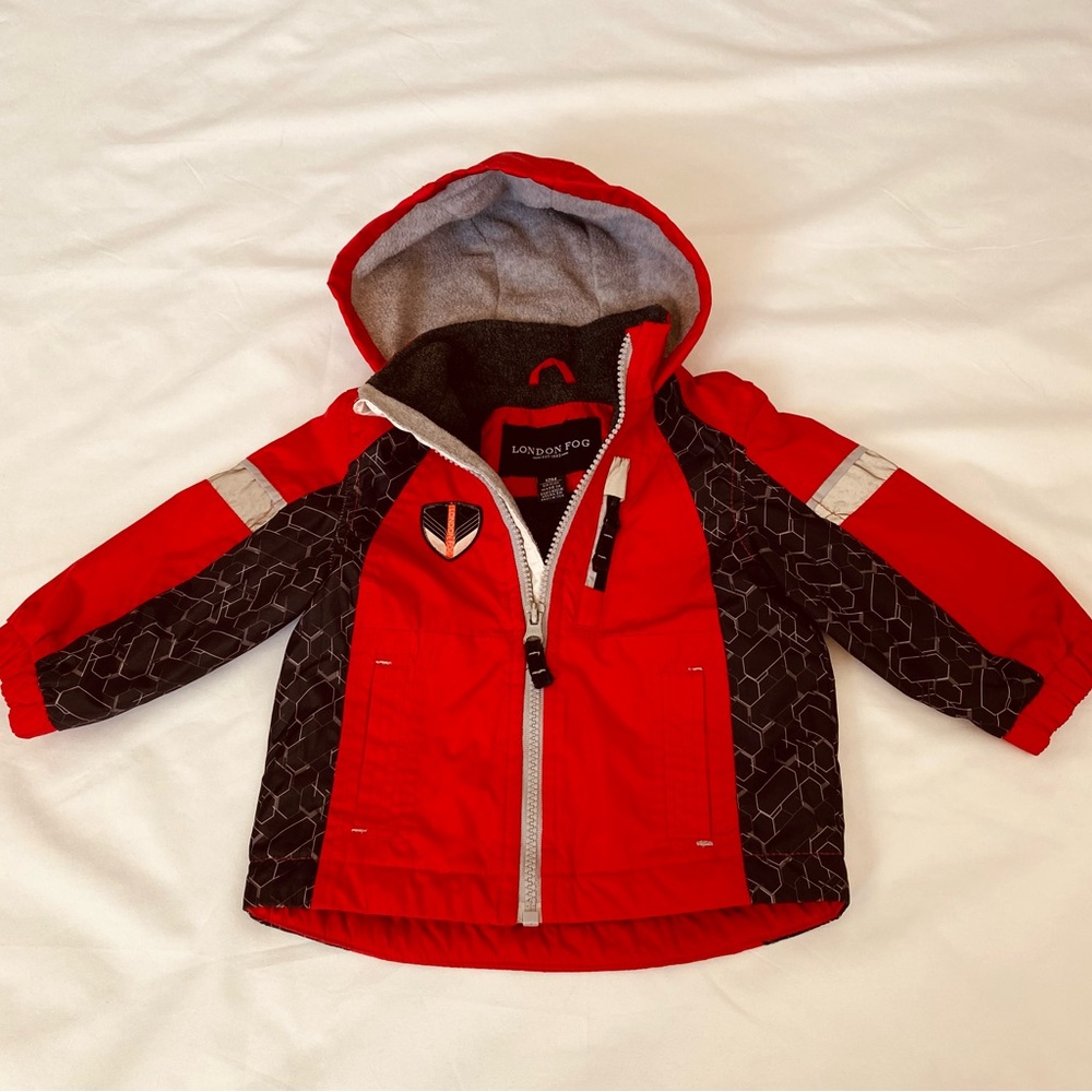 London Fog  Boys Kids Fleece lined hooded Jacket.  Size 12 months.In EUC